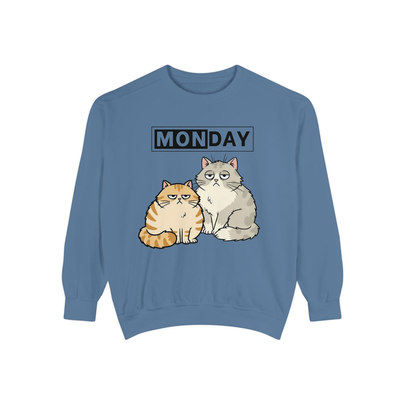 Monday Face Cat Stares Blankly Unisex Crewneck Sweatshirt style 1