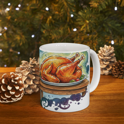 Cute Puppy with Thanksgiving Turkey Ceramic Mug 11oz