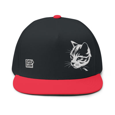 Cat Embroidered Flat Bill Cap style 1, Funny Cat Hat, Adjustable Snapback, Gifts for Cat Lovers, Unique Cat Apparel