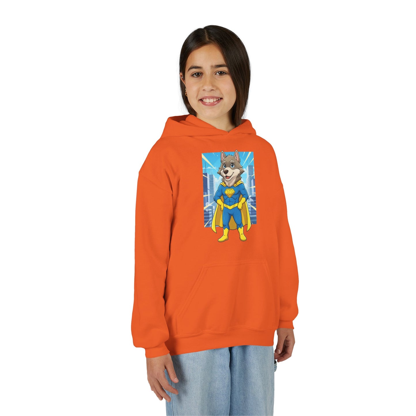 Dog cosplay Superman Funny Design Unisex Kids Hoodie style 1
