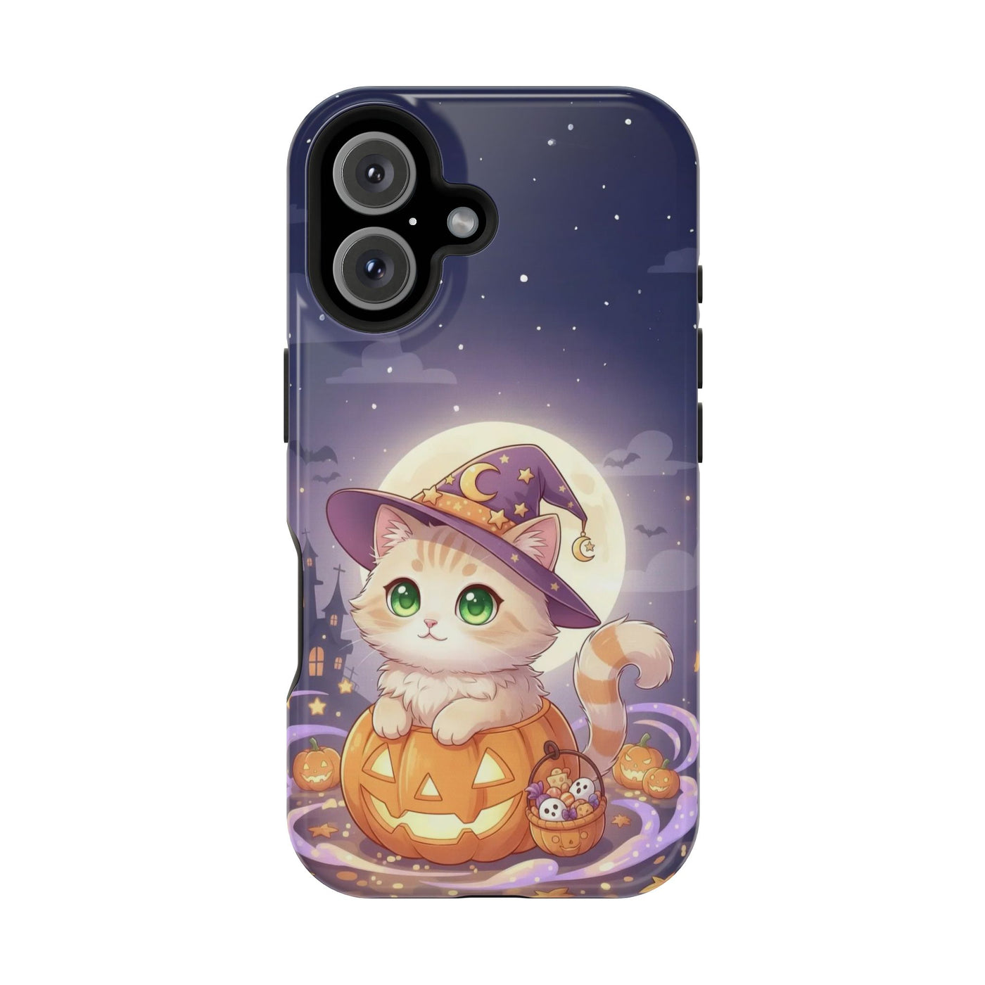 Halloween cute kitten anime style 4 Magnetic Phone Case, Cat Lover Gift, Impact-Resistant iPhone Case, Funny Pet Accessory, Unique Animal Design