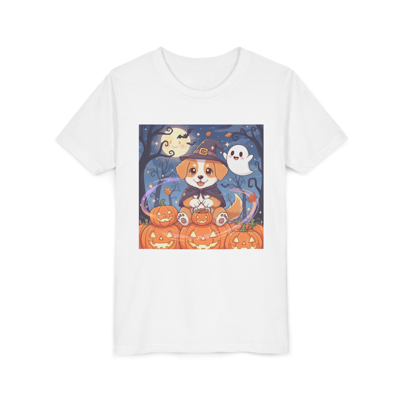 Halloween cute puppy anime style 3 Youth Tee, Short Sleeve T-Shirt, Kids Halloween Apparel, Cute Dog Tee, Fall Outfit for Children