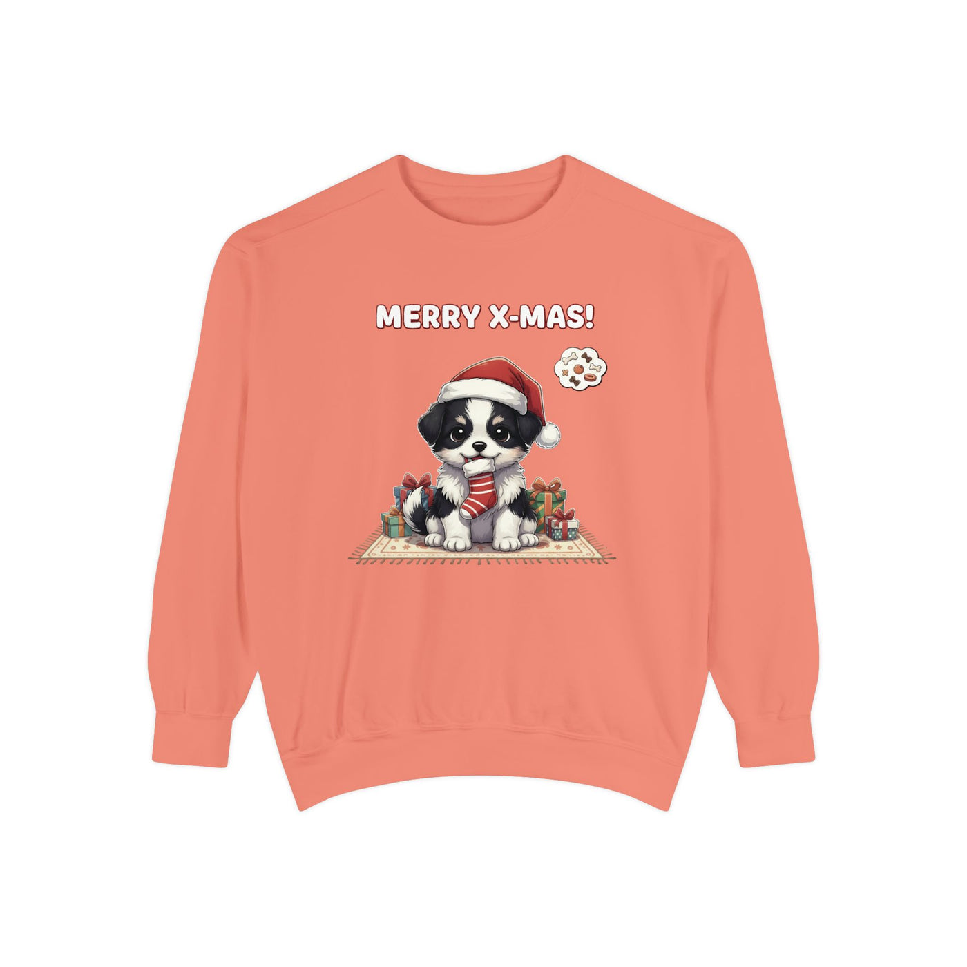 Cute Puppy waiting for Christmas presents style 7 Cozy Graphic Unisex Crewneck Sweatshirt