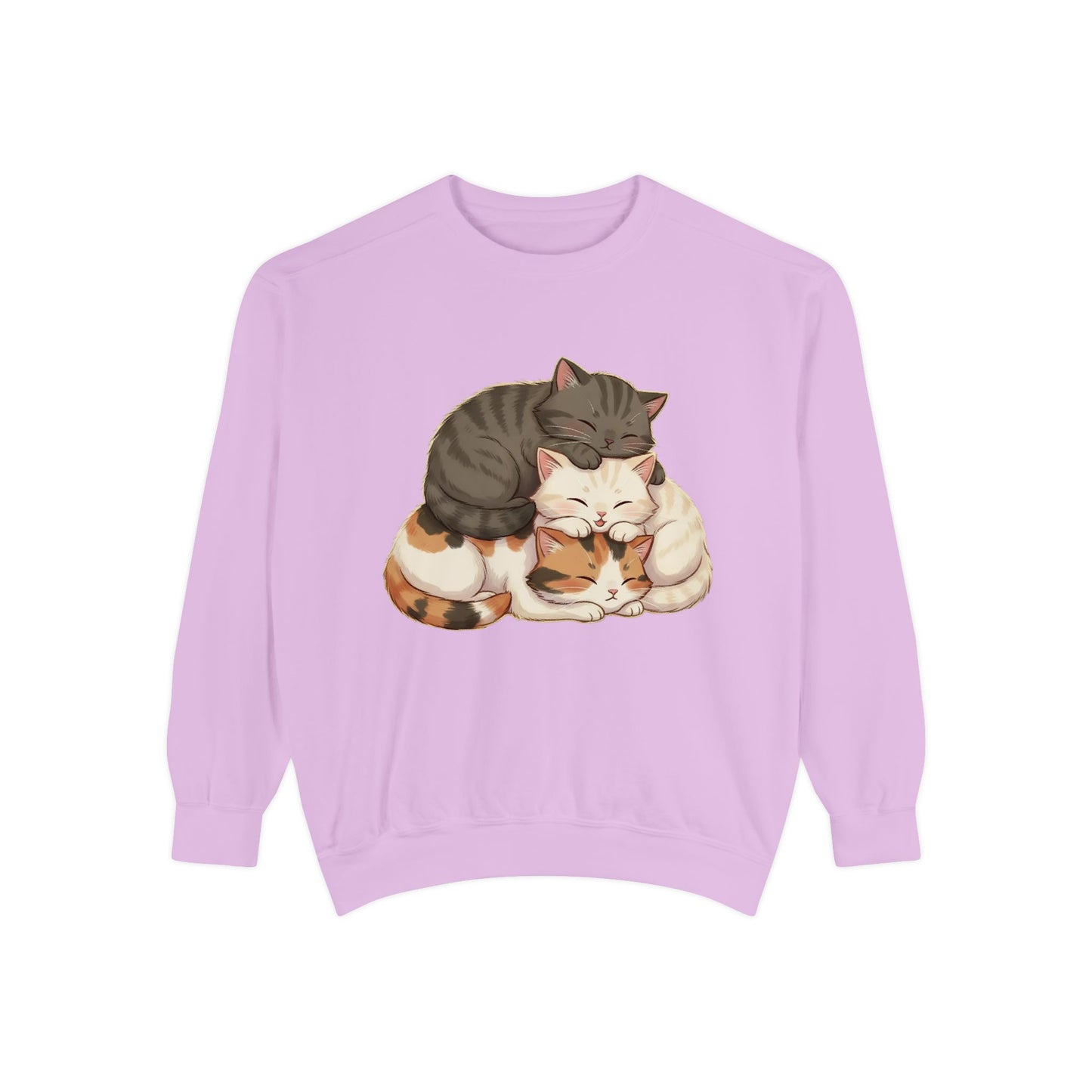 3 Cute Sleeping Cats Cozy Graphic Unisex Crewneck Sweatshirt style 3