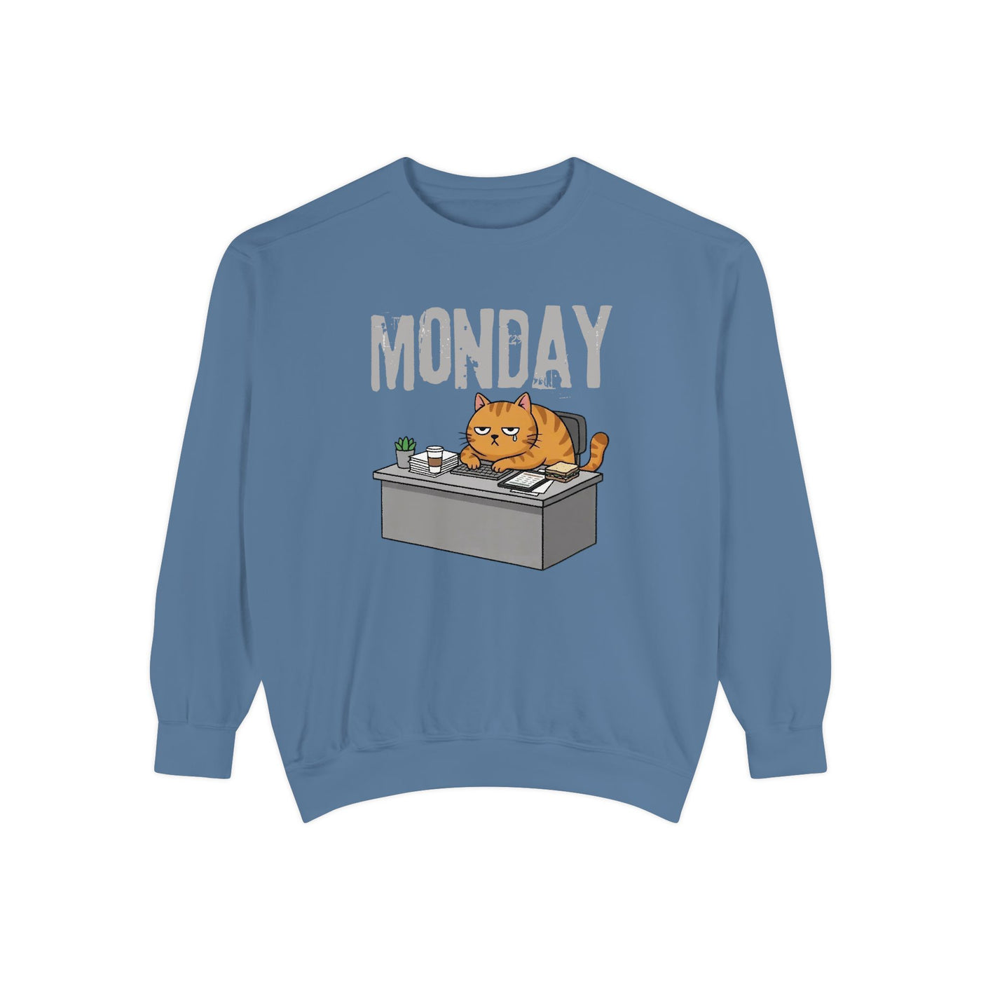 Monday Face Cat Stares Blankly Unisex Crewneck Sweatshirt style 6