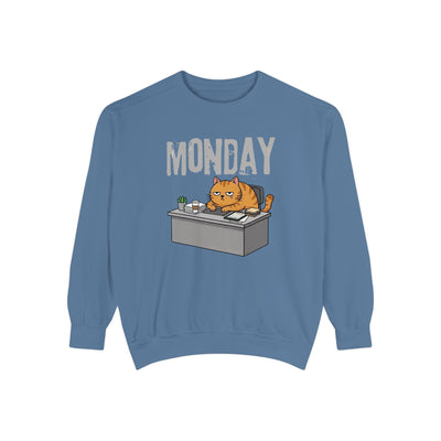 Monday Face Cat Stares Blankly Unisex Crewneck Sweatshirt style 6