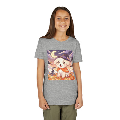 Halloween cute puppy anime style 2 Youth Tee, Short Sleeve T-Shirt, Kids Halloween Apparel, Cute Dog Tee, Fall Outfit for Children