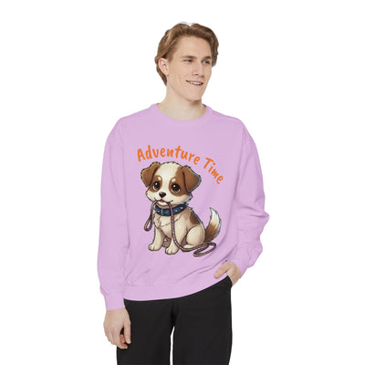Cute Dog Walk Time style 4 Cozy Graphic Unisex Crewneck Sweatshirt