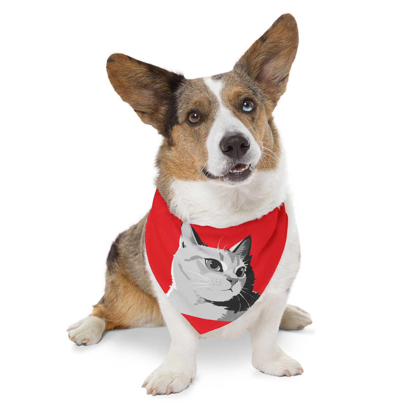Cat head Bandana Collar Cats and Dogs Accessory Red