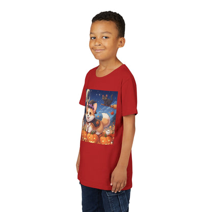 Halloween cute puppy anime style 4 Youth Tee, Short Sleeve T-Shirt, Kids Halloween Apparel, Cute Dog Tee, Fall Outfit for Children