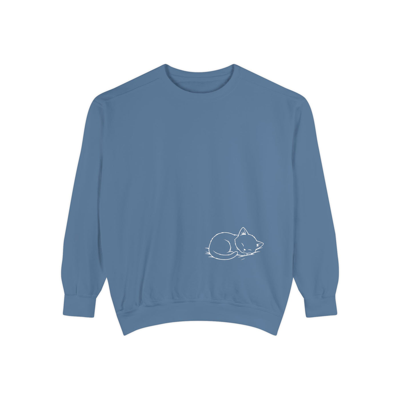 Sleeping cat (White) shadow style 2 Cozy Graphic Unisex Crewneck Sweatshirt