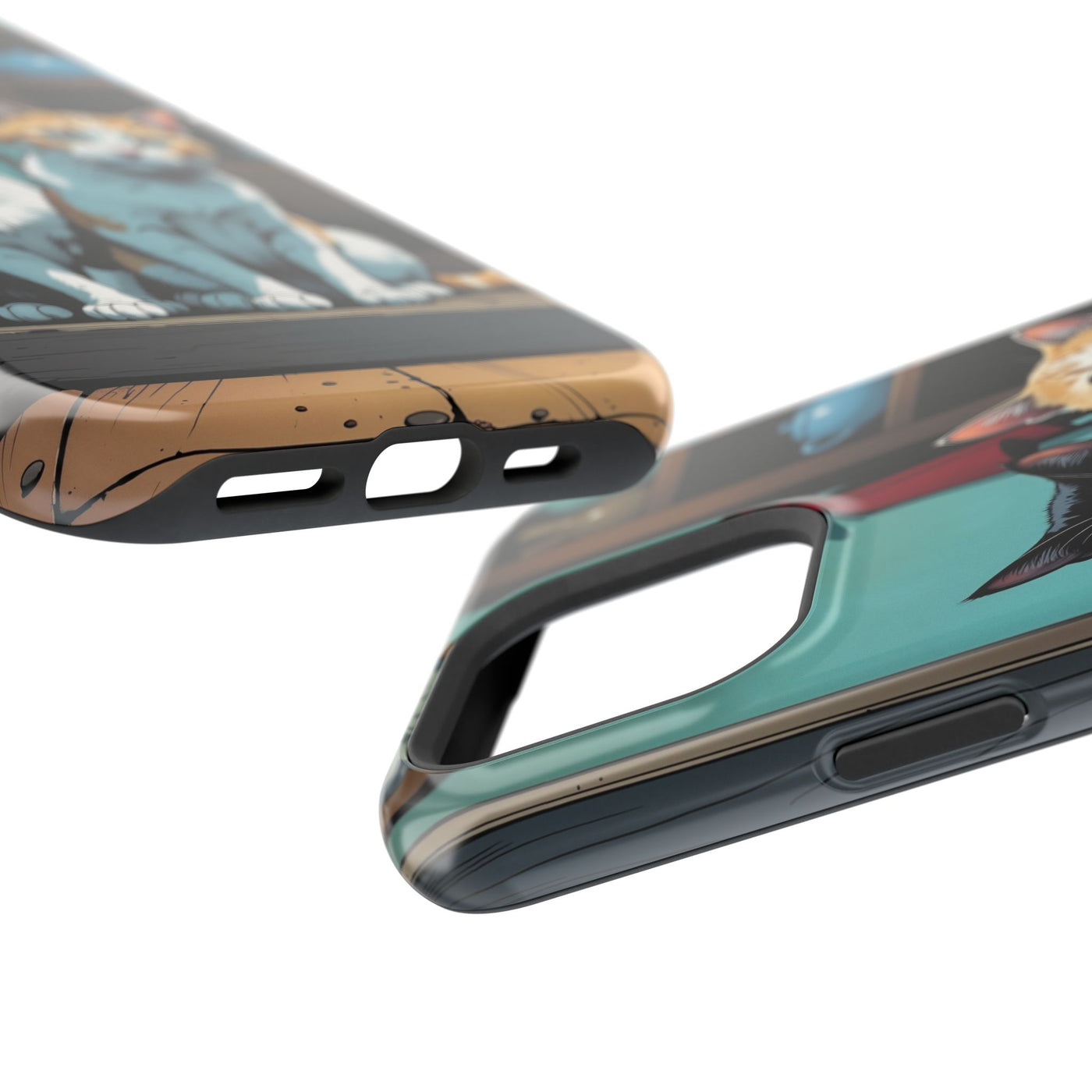 Cute Cats Magnetic Phone Case comic style 3, Cat Lover Gift, Impact-Resistant iPhone Case, Funny Pet Accessory, Unique Animal Design