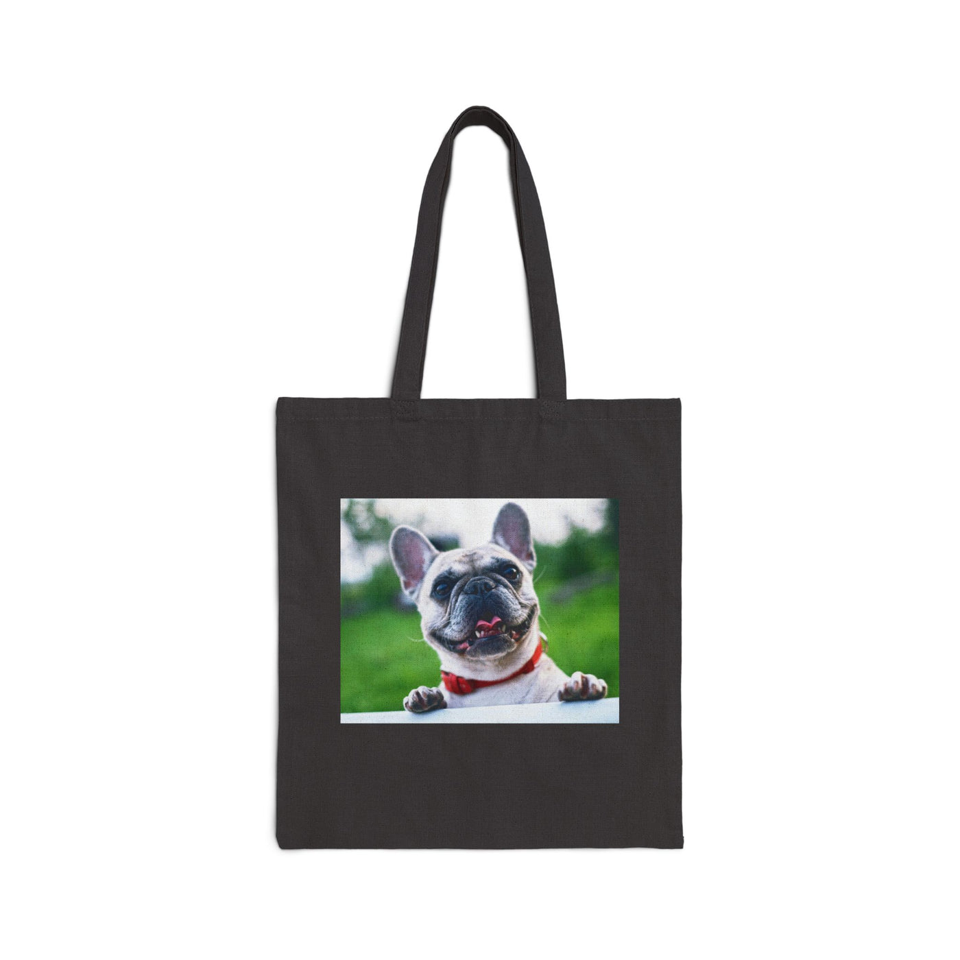 Puppy on the fence - French Bulldog Canvas Tote Bag, Pet Lover Gift, Eco-Friendly Shopping Bag, Cute Dog Tote, Gift for Dog Owners