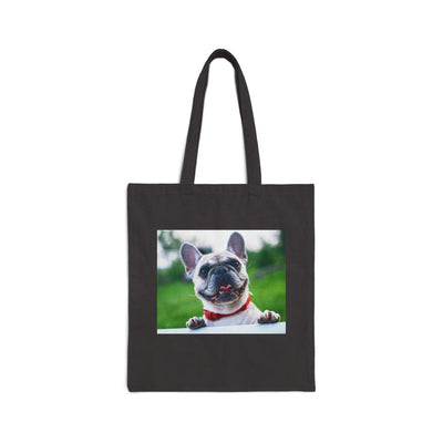 Puppy on the fence - French Bulldog Canvas Tote Bag, Pet Lover Gift, Eco-Friendly Shopping Bag, Cute Dog Tote, Gift for Dog Owners
