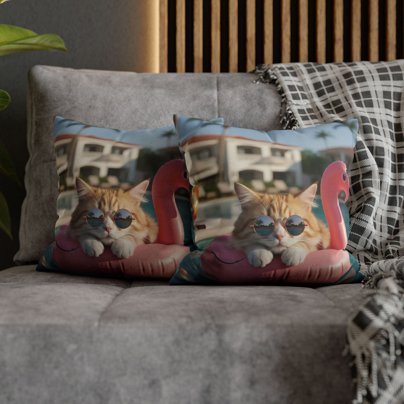 Relaxing Cat Swimming Pillowcase - Cozy Spun Polyester Decorative Pillowcase for Cat Lovers