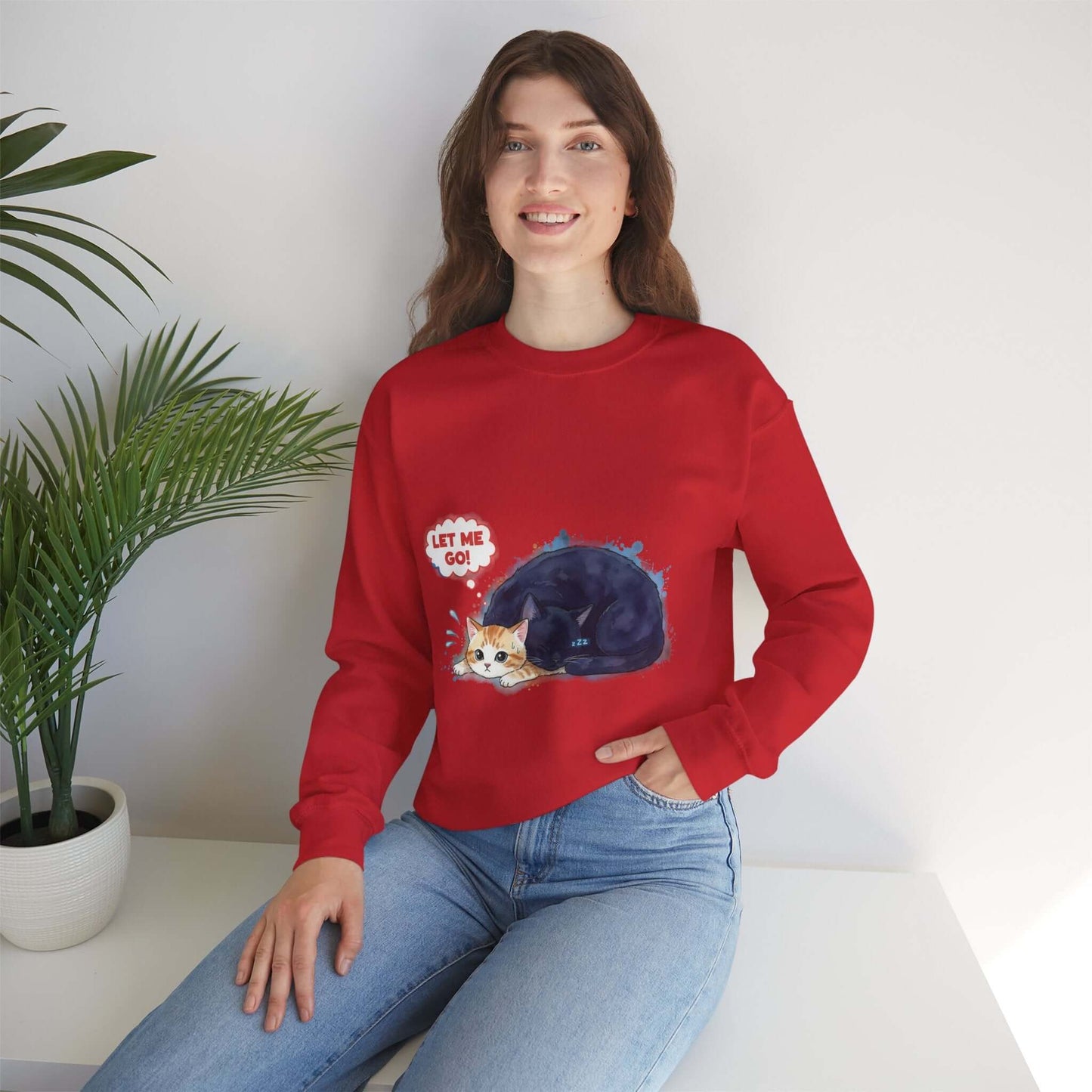 Watercolor Cat painting Unisex Crewneck Sweatshirt style 1