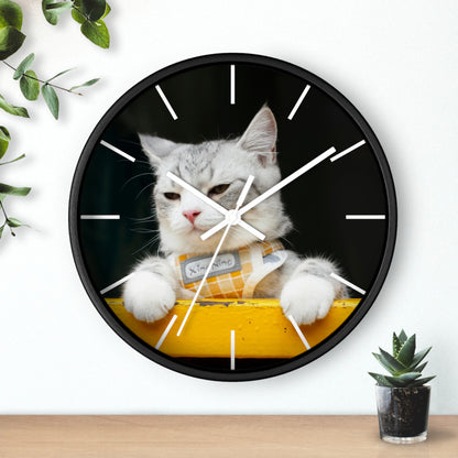 White Cat different colors Wall Clock