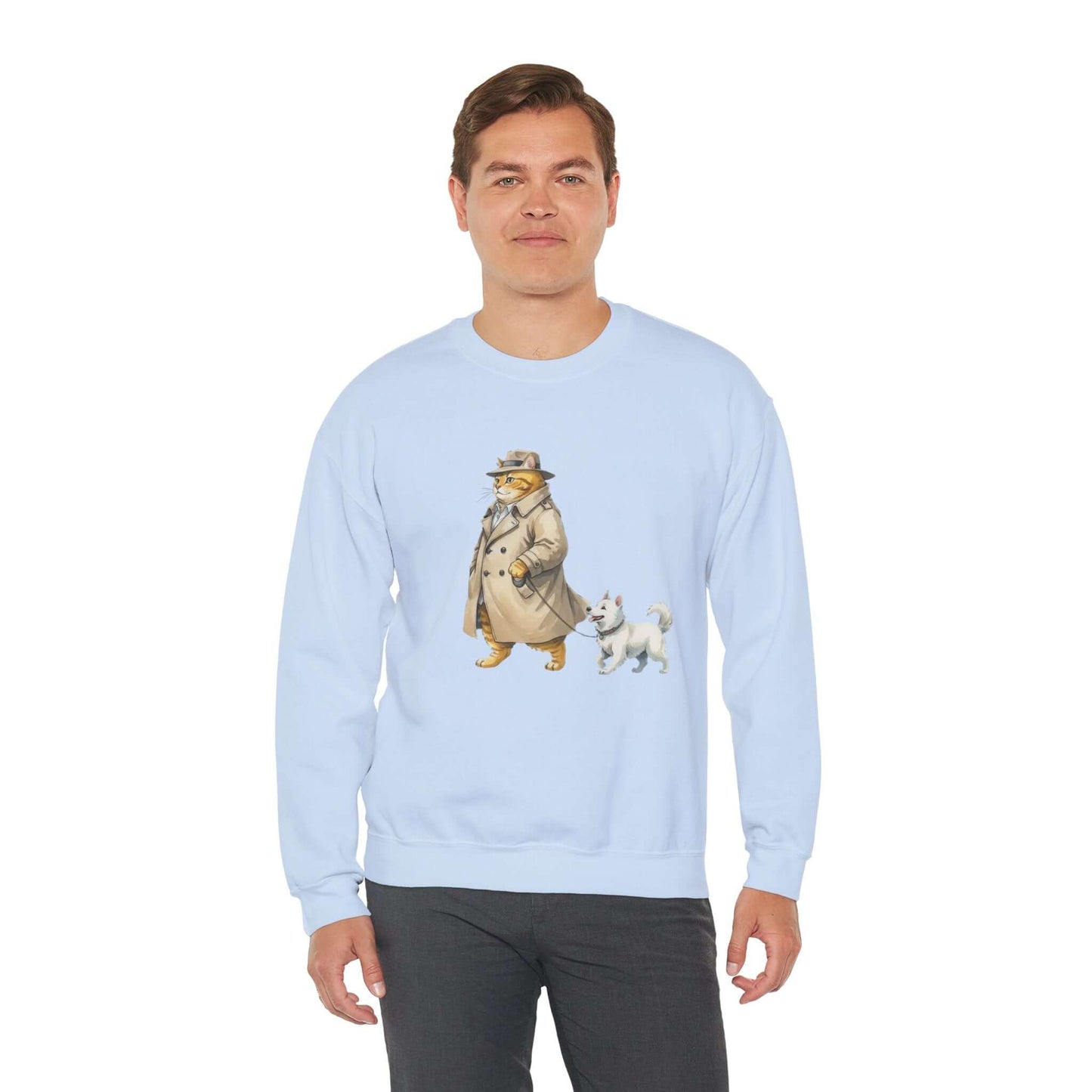 Watercolor Cat & Dog painting unisex Crewneck Sweatshirt style 2