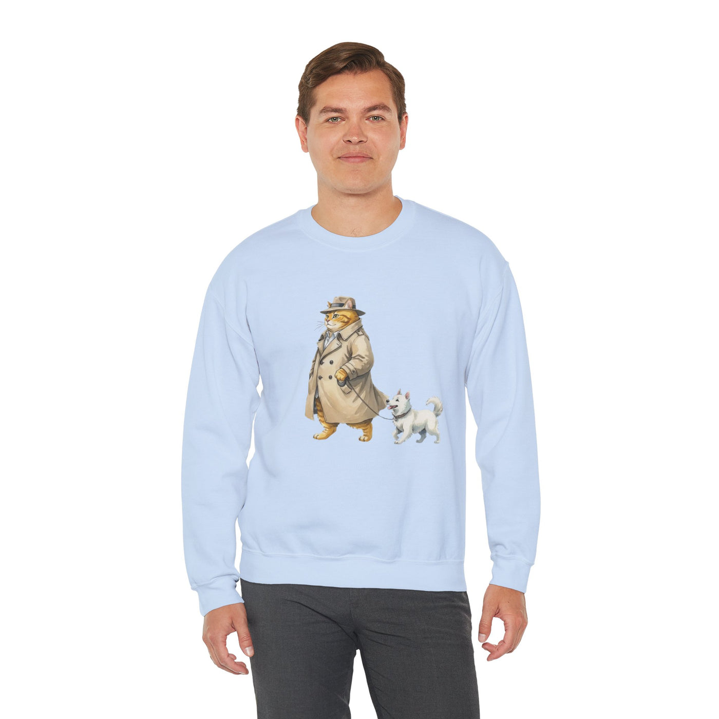 Watercolor painting style 11 Men & Women Cute Cat Pile Crewneck Sweatshirt