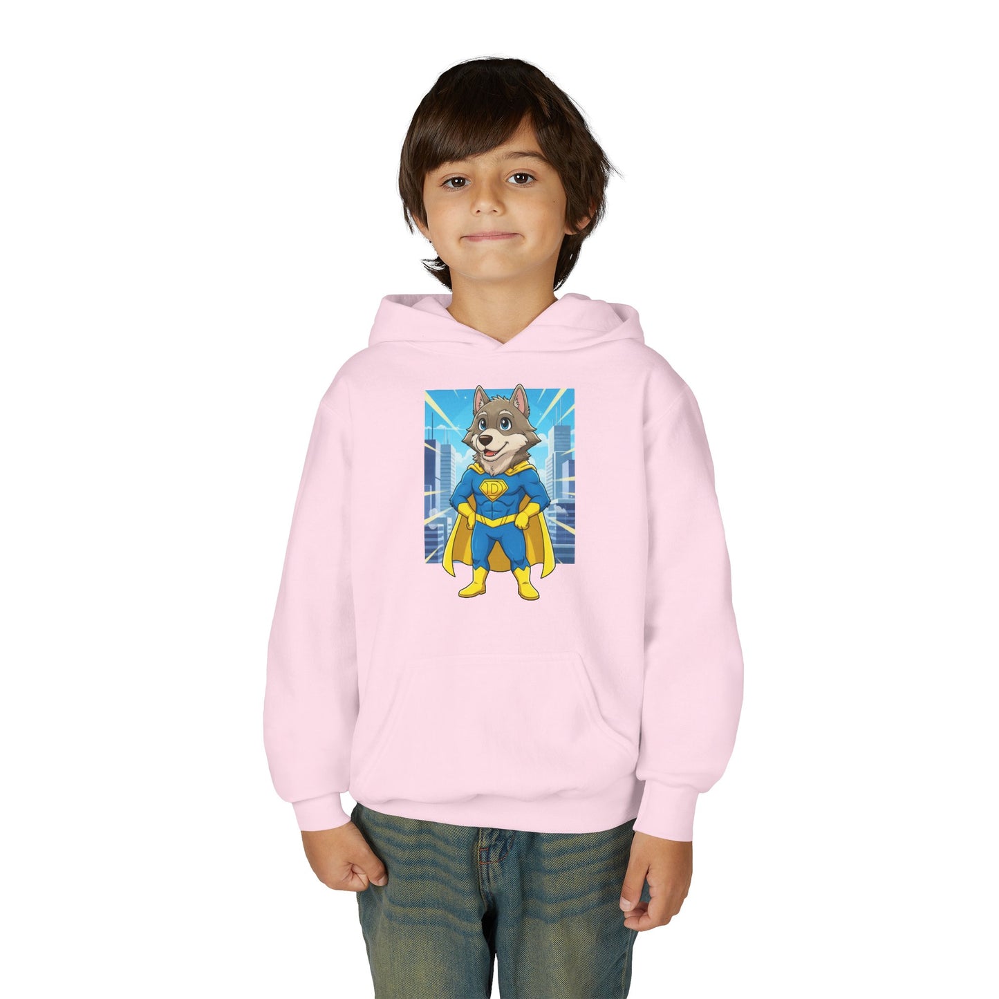 Dog cosplay Superman Funny Design Unisex Kids Hoodie style 1
