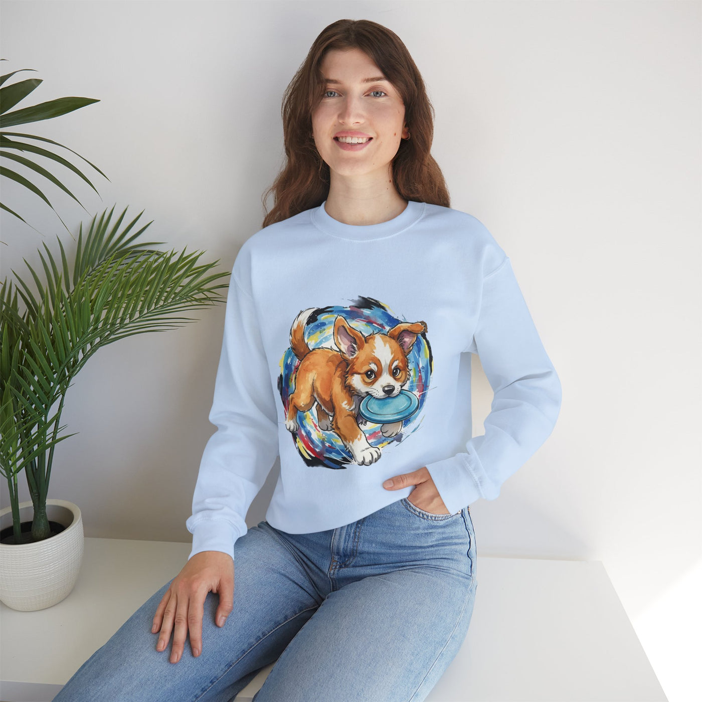Watercolor painting style 7 Men & Women Cute Cat Pile Crewneck Sweatshirt