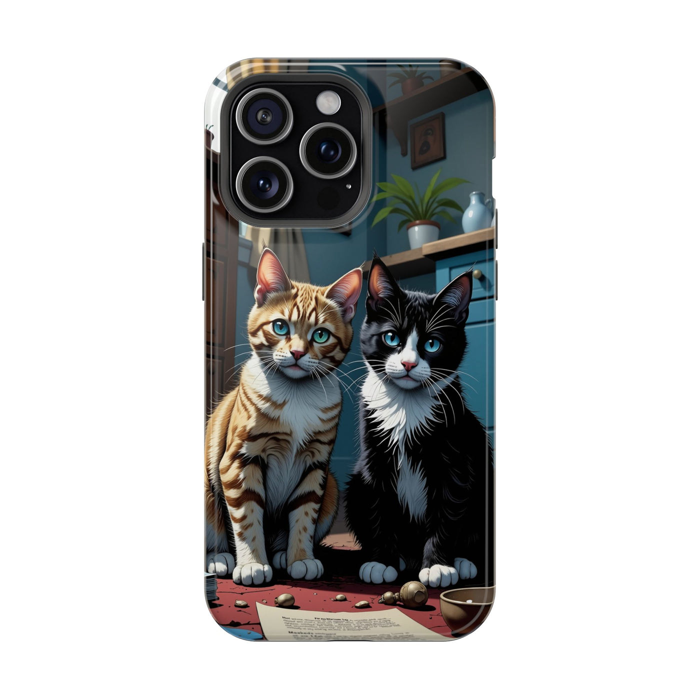 Cute Cats Magnetic Phone Case comic style 4, Cat Lover Gift, Impact-Resistant iPhone Case, Funny Pet Accessory, Unique Animal Design