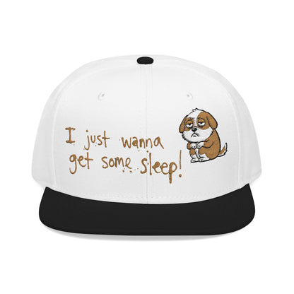 I just wanna get some sleep Embroidered Cute Puppy Snapback Hat