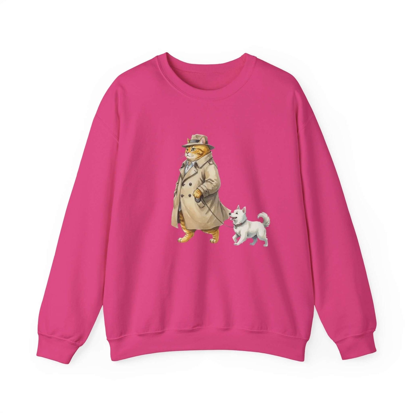 Watercolor Cat & Dog painting unisex Crewneck Sweatshirt style 2