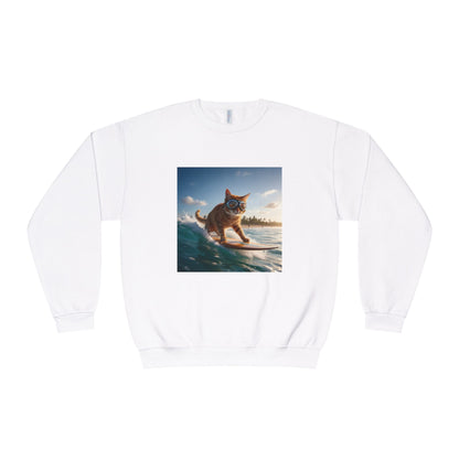 Surfing Cat Unisex NuBlend Crewneck Sweatshirt style 1