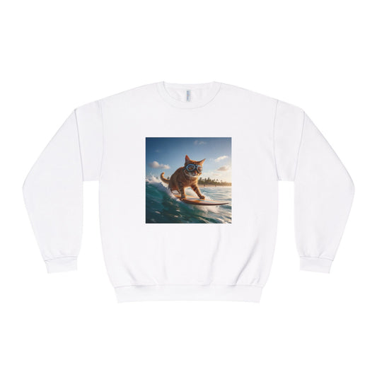 Surfing Cat Unisex NuBlend Crewneck Sweatshirt style 1