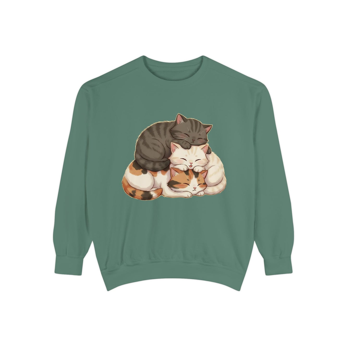3 Cute Sleeping Cats Cozy Graphic Unisex Crewneck Sweatshirt style 3