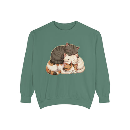 3 Cute Sleeping Cats Cozy Graphic Unisex Crewneck Sweatshirt style 3