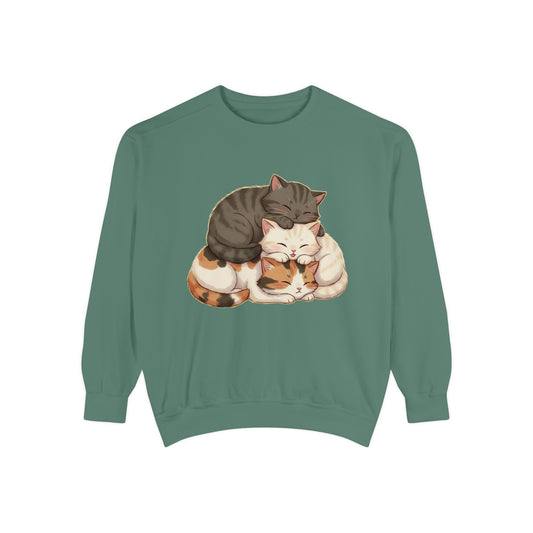 3 Cute Sleeping Cats Cozy Graphic Unisex Crewneck Sweatshirt style 3