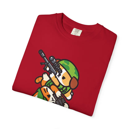 Cute Soldier Sniper Dog & Cat Unisex Graphic T-Shirt