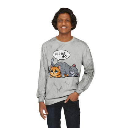 Let Me Go Cat Cozy Crewneck Sweatshirt Tie-Dye style 3