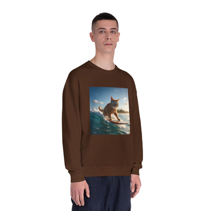 Surfing Cat Unisex NuBlend Crewneck Sweatshirt style 1