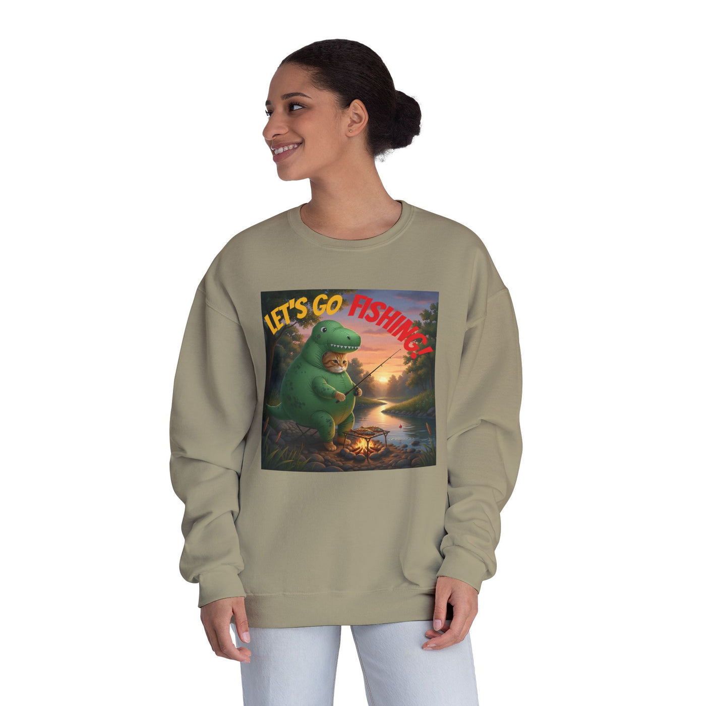 Crocodile Cat Fishing style 3 Unisex NuBlend® Crewneck Sweatshirt