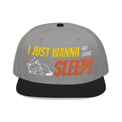 I just wanna get some sleep Embroidered Cute Cat Snapback Hat