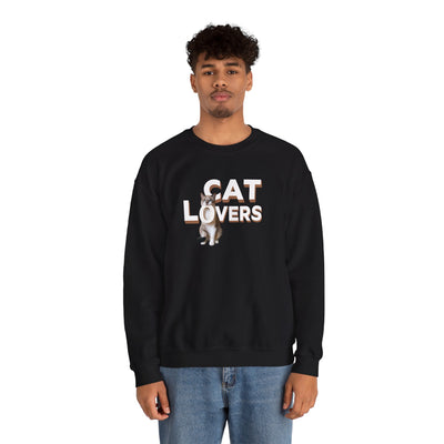 cat lovers cute kitten sweatshirt worn by a model, featuring a playful cat graphic in a cozy design.