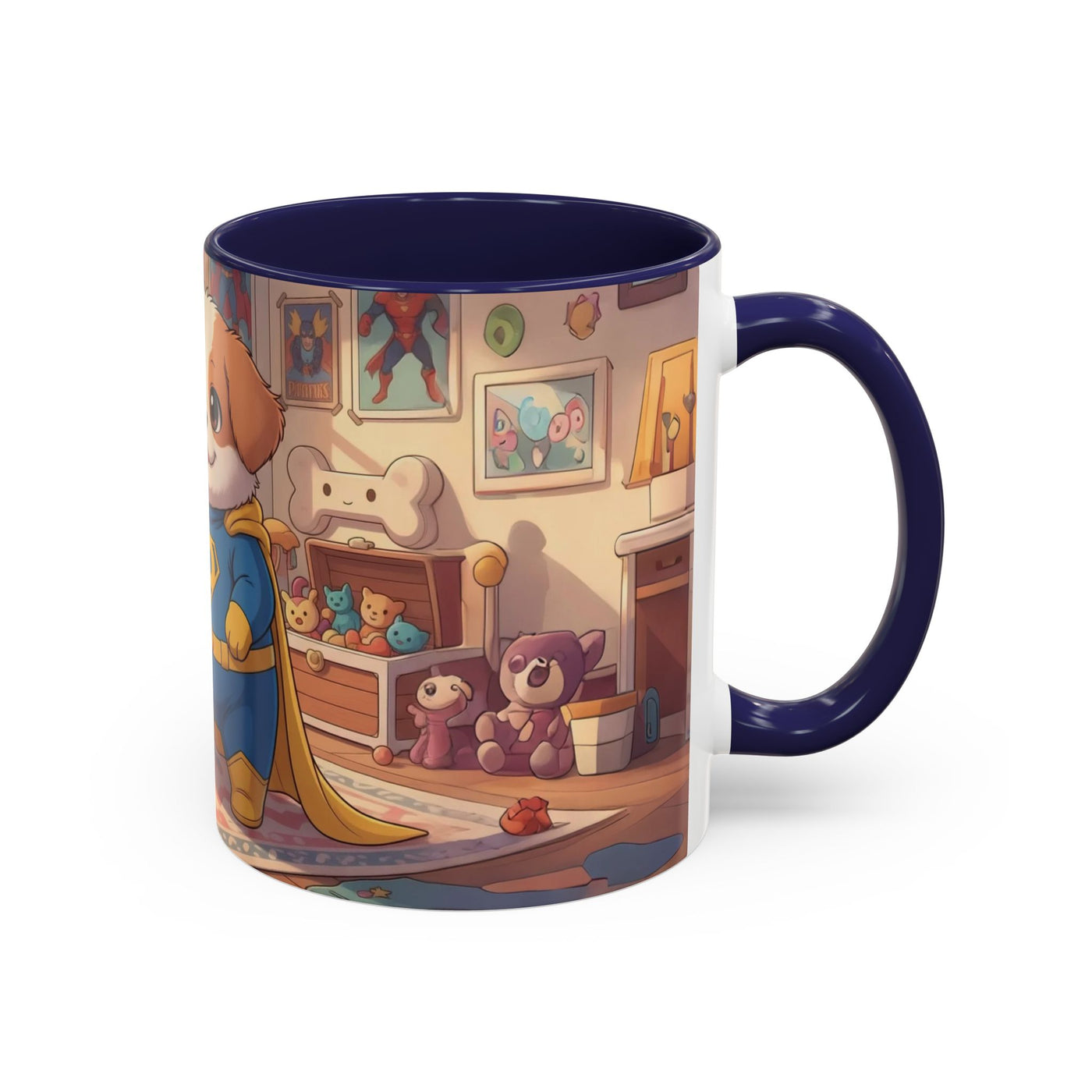 Super Pup Coffee Mug - Cute Puppy in Superhero Costume Accent Mug 11oz