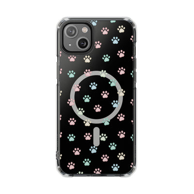 Cute Cat Paw Print Magnetic Clear Case for Pet Lovers