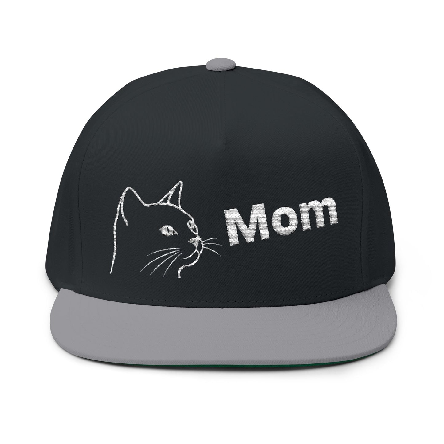 Stylish Embroidered Cat Mom Flat Bill Cap style 1