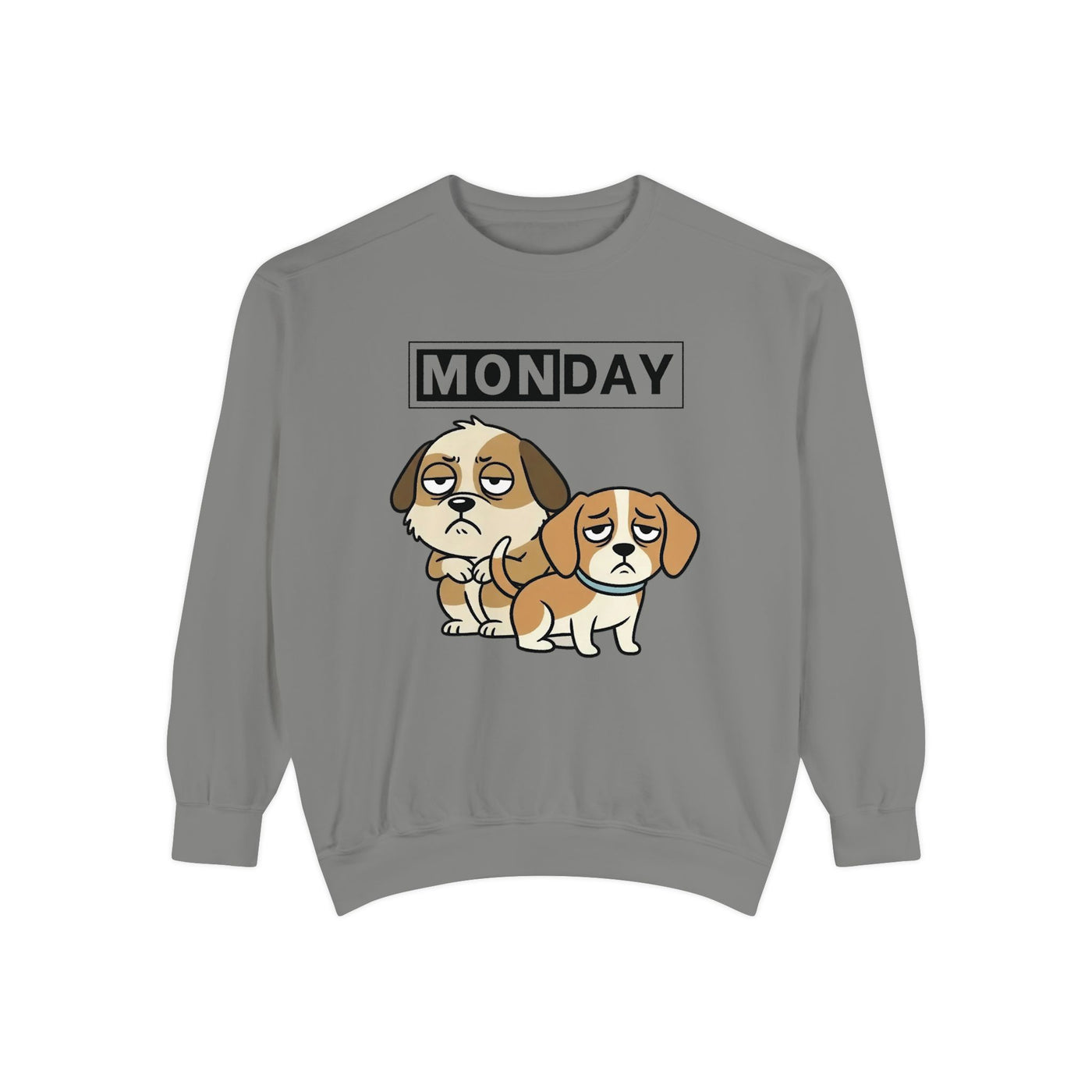 Monday Face Dog Stares Blankly Unisex Crewneck Sweatshirt style 1