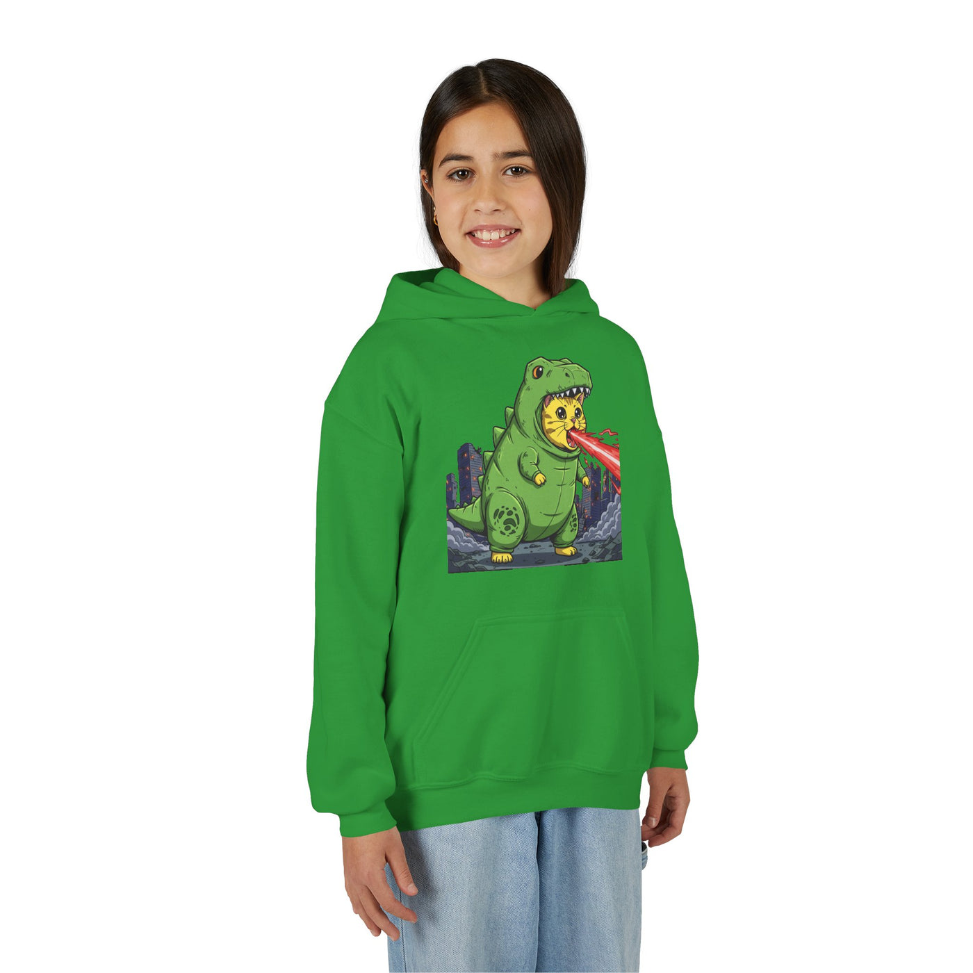 Cat cosplay Godzilla style 4 Unisex Kids Hoodie - Fun & Cozy Heavy Blend Sweatshirt with Cute Design