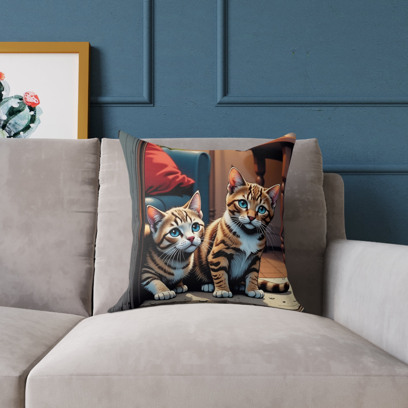Cat Art style 2 Pillow, Pet Lover Gift, Home Decor, Animal Lover Cushion, Custom Pet Pillow