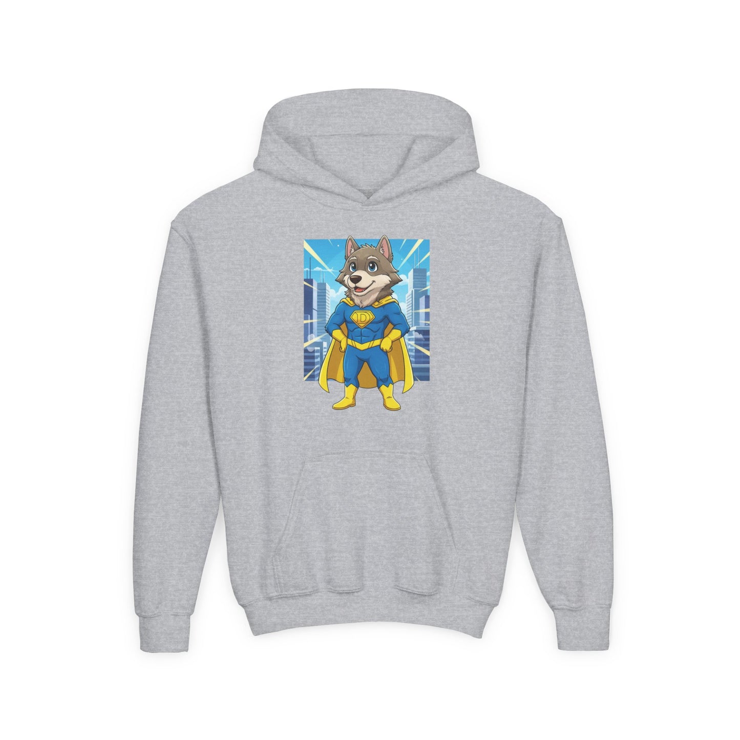 Dog cosplay Superman Funny Design Unisex Kids Hoodie style 1