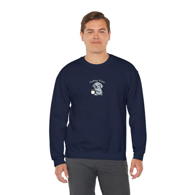 Coffee Time Dog Embroidered style 2 Unisex Crewneck Sweatshirt