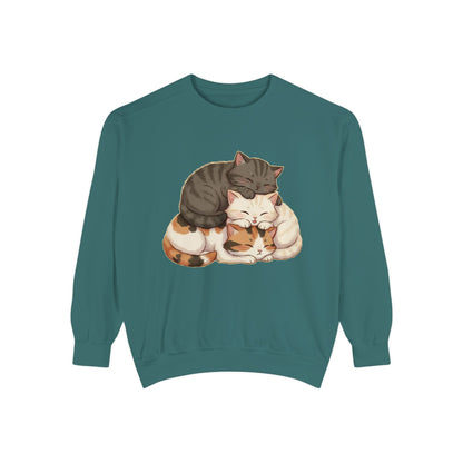 3 Cute Sleeping Cats Cozy Graphic Unisex Crewneck Sweatshirt style 3
