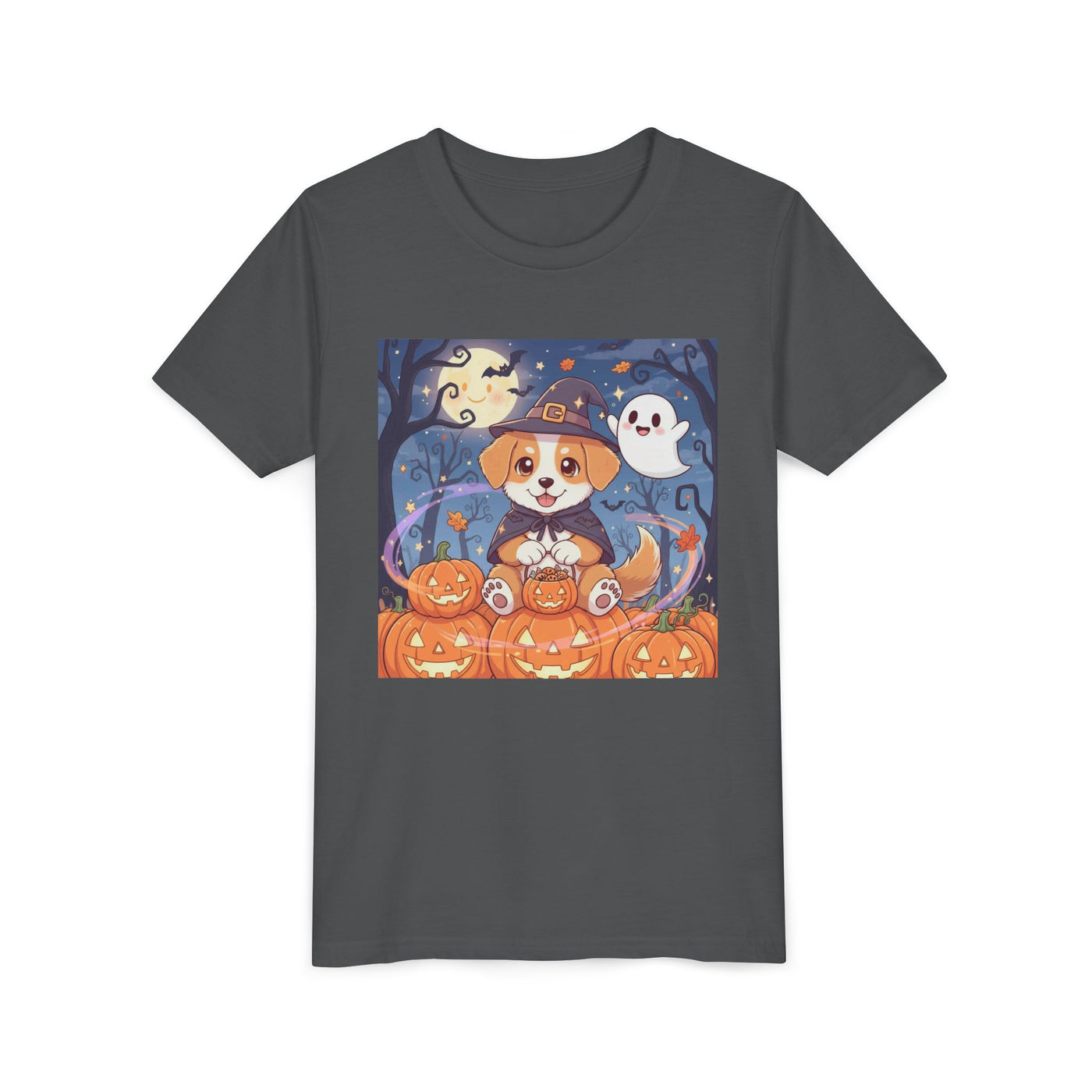 Halloween cute puppy anime style 3 Youth Tee, Short Sleeve T-Shirt, Kids Halloween Apparel, Cute Dog Tee, Fall Outfit for Children