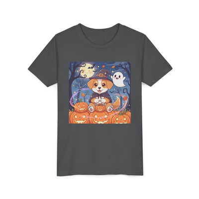 Halloween cute puppy anime style 3 Youth Tee, Short Sleeve T-Shirt, Kids Halloween Apparel, Cute Dog Tee, Fall Outfit for Children